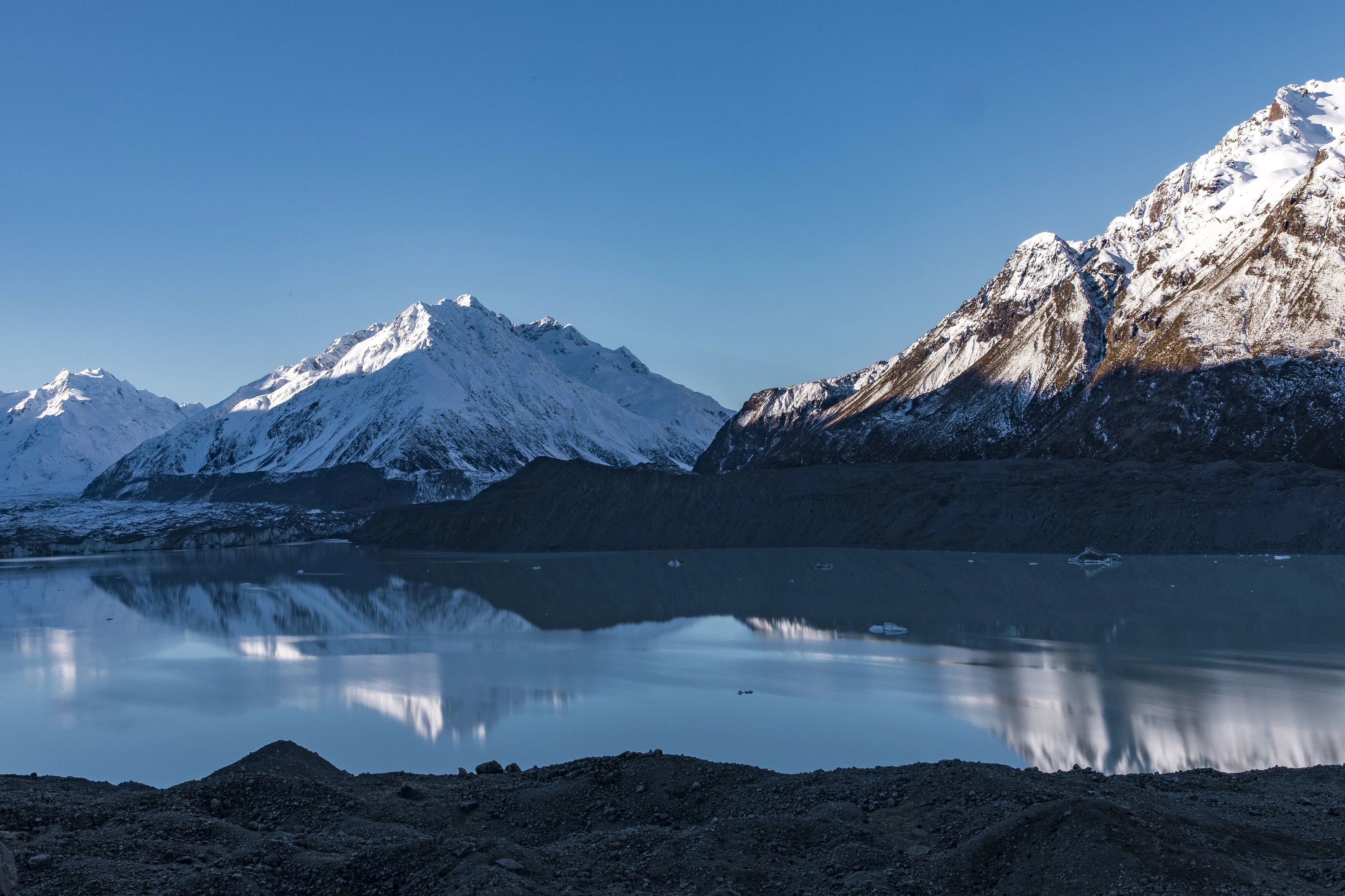 Mount Cook reflected in a glacial lake
