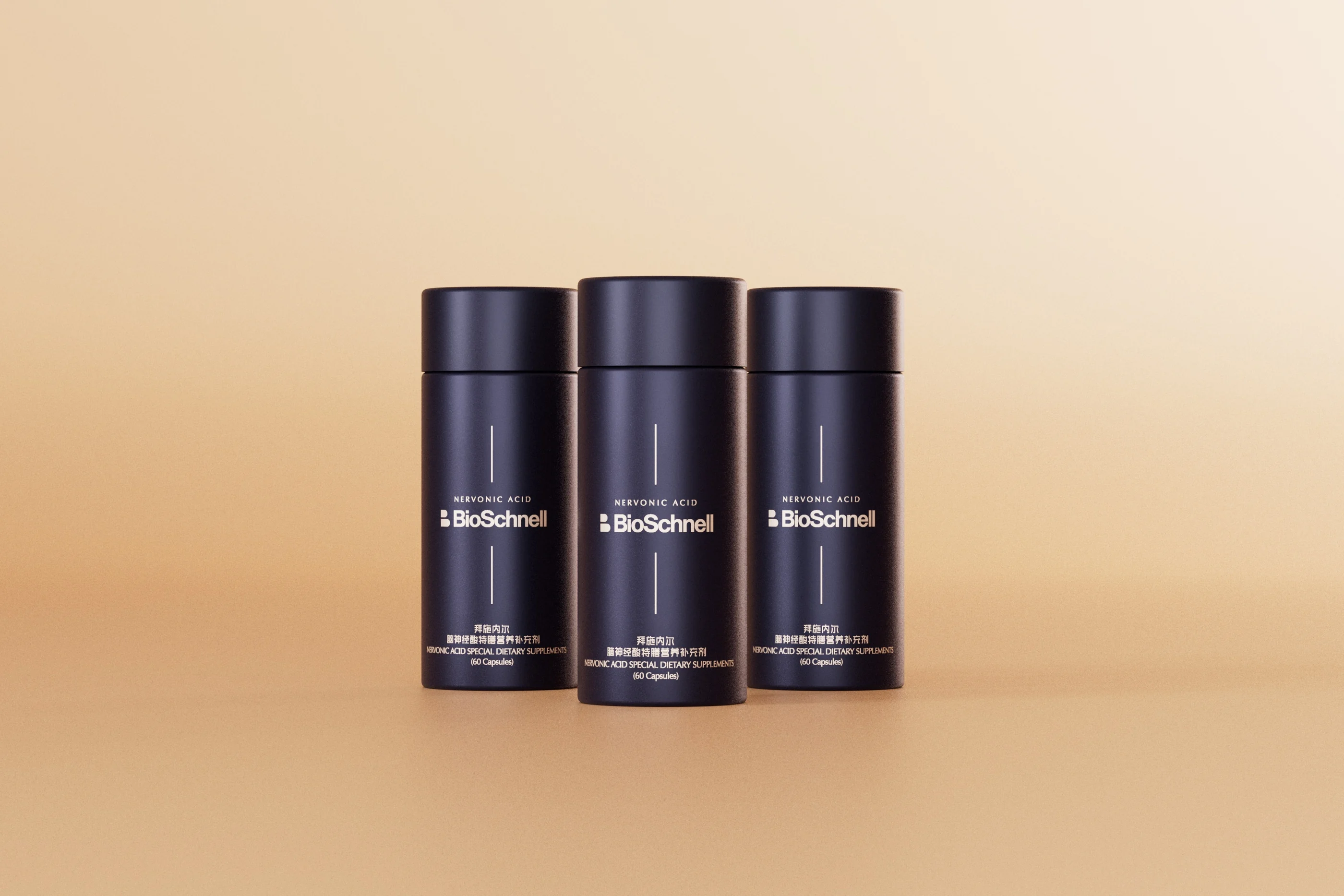 BioSchnell three product packages with a shared wordmark and label hierarchy