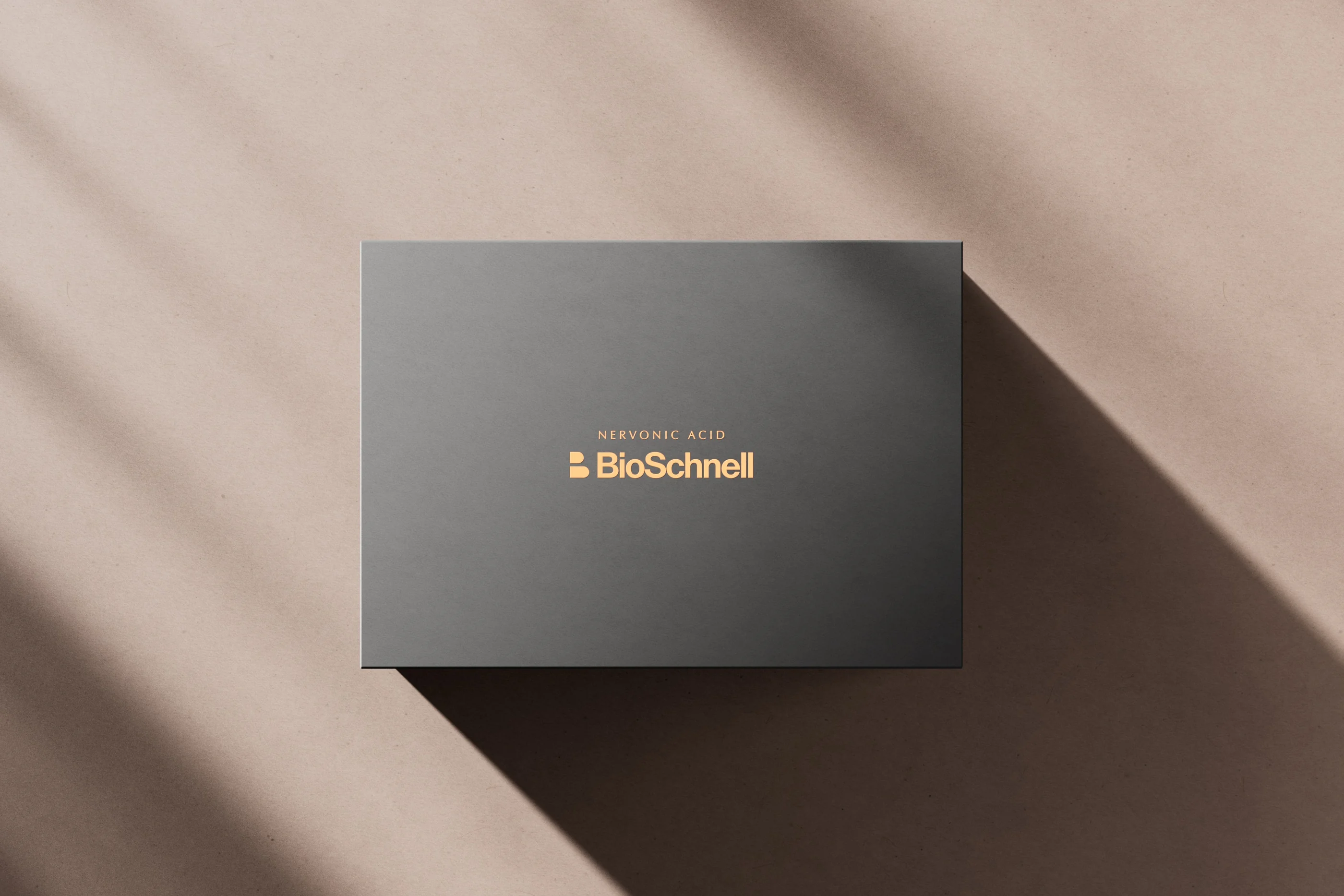 BioSchnell grey presentation box with the wordmark