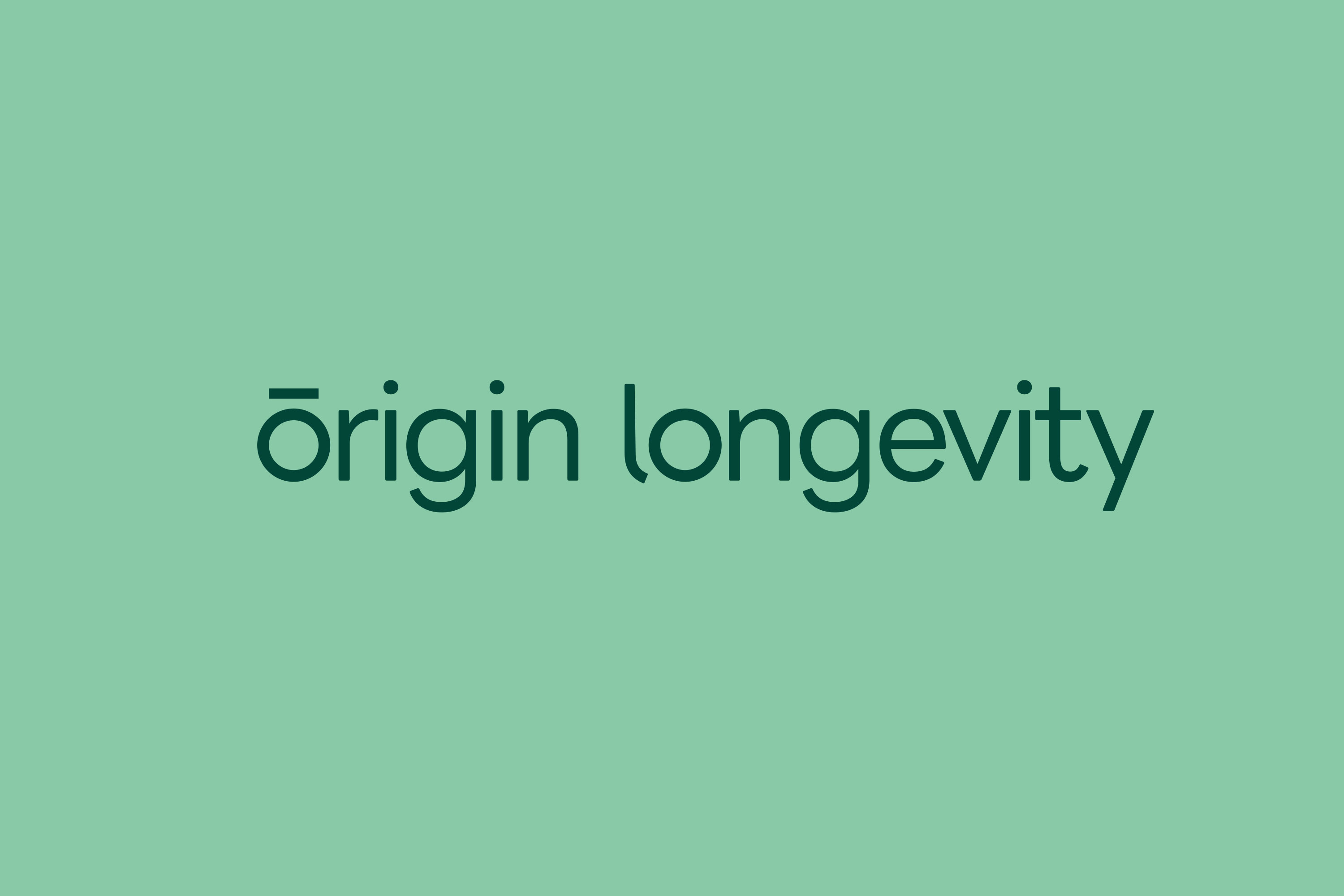 Origin Longevity英文品牌字标与绿色背景